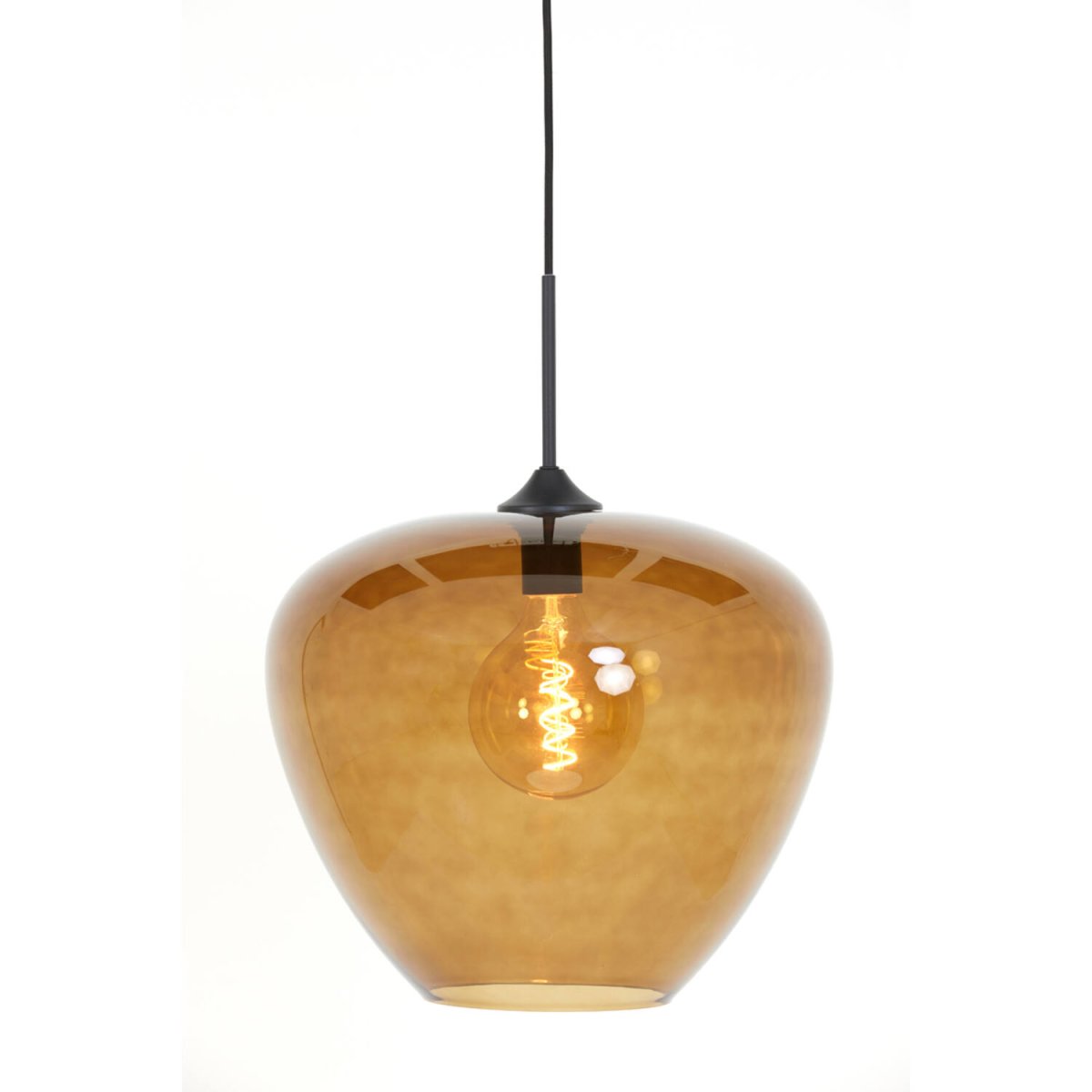 Mayson Ø40 Brun suspension De Light & Living - Mayson est une suspension &eacute;l&eacute;gante et raffin&eacute;e dot&eacute;e d'un abat-jour en verre teint&eacute; marron qui diffuse une lumi&egrave;re douce et agr&eacute;able.