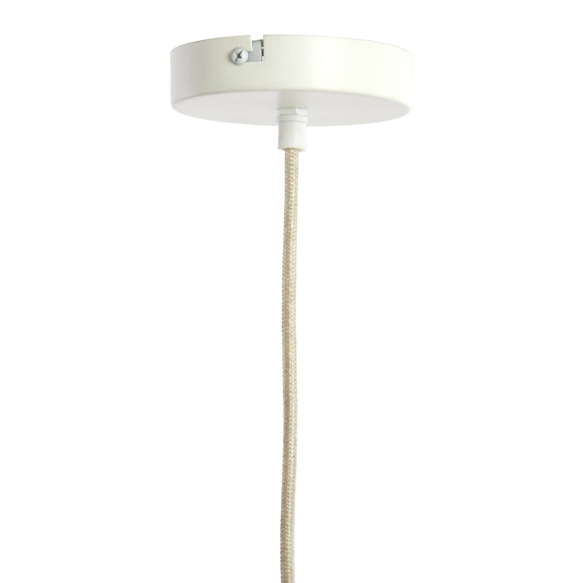 Zubeda Ø50 Blanc crémeux suspension De Light & Living - Zubeda s&eacute;duit par sa forme douce et &eacute;l&eacute;gante et son rev&ecirc;tement en tissu blanc cr&egrave;me qui diffuse une lumi&egrave;re chaude et agr&eacute;able.