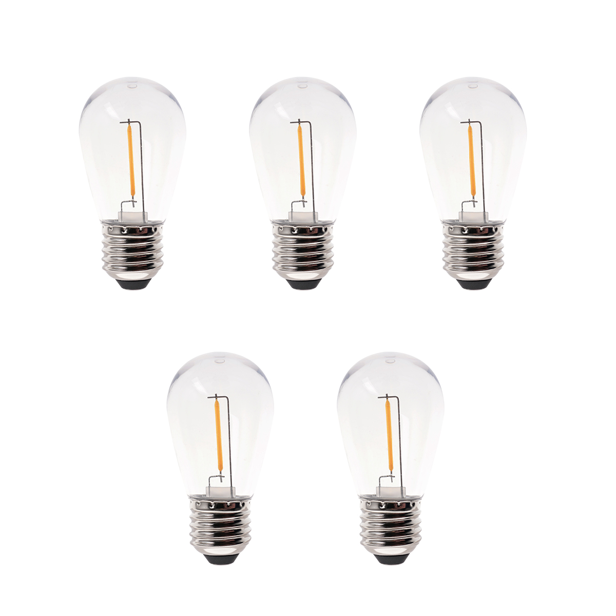 Deco bulb x 5 Transparent De Lightson - Cette ampoule décorative avec un abat-jour transparent résistant aux intempéries et une lumière blanche chaude et douce est parfaite pour un éclairage de fête chaleureux.