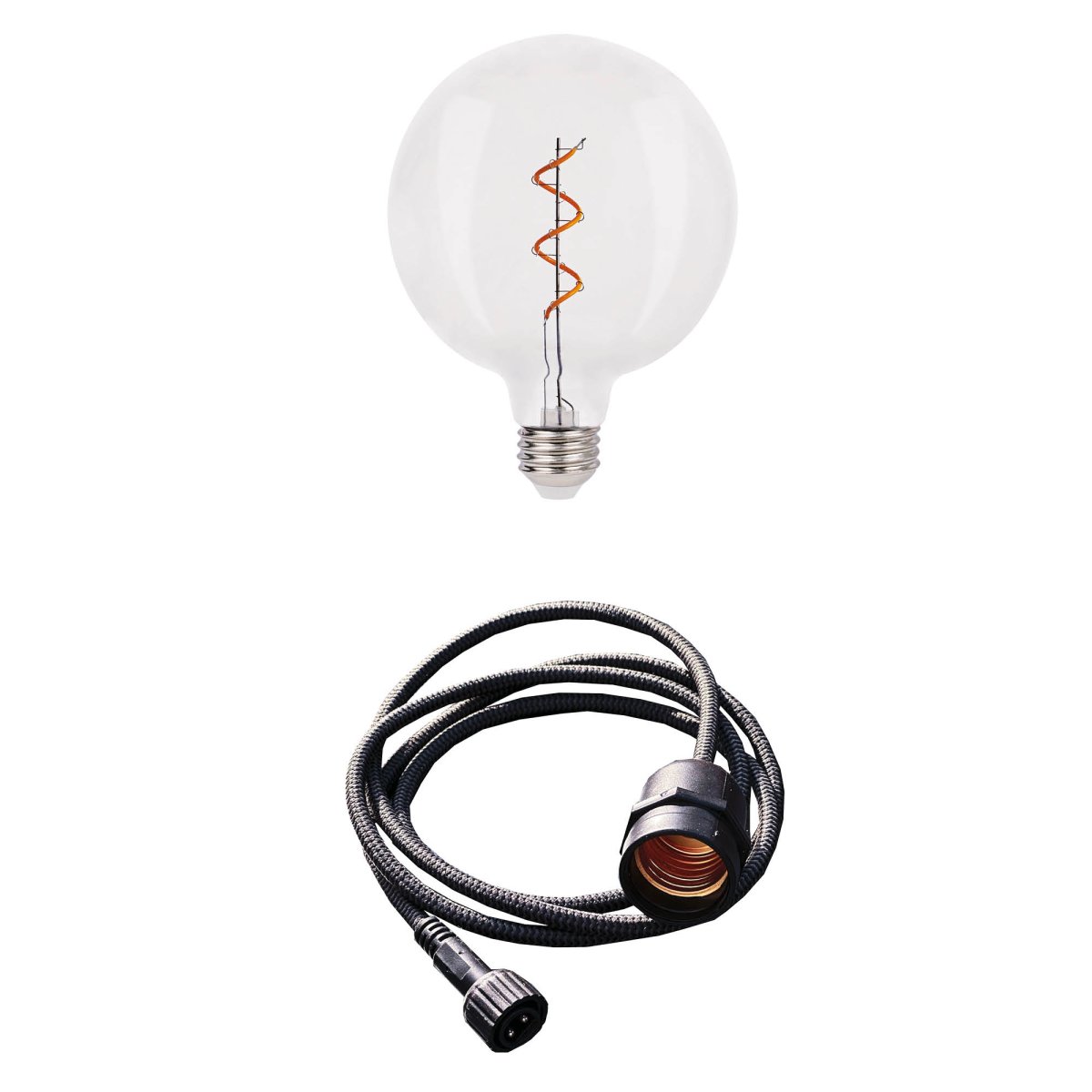 Penny (Blanc Chaud) Transparent De Lightson - L'emballage comprend une source lumineuse décorative en plastique de haute qualité et un câble textile noir de 150 cm de long avec une douille E27 (12 V uniquement).