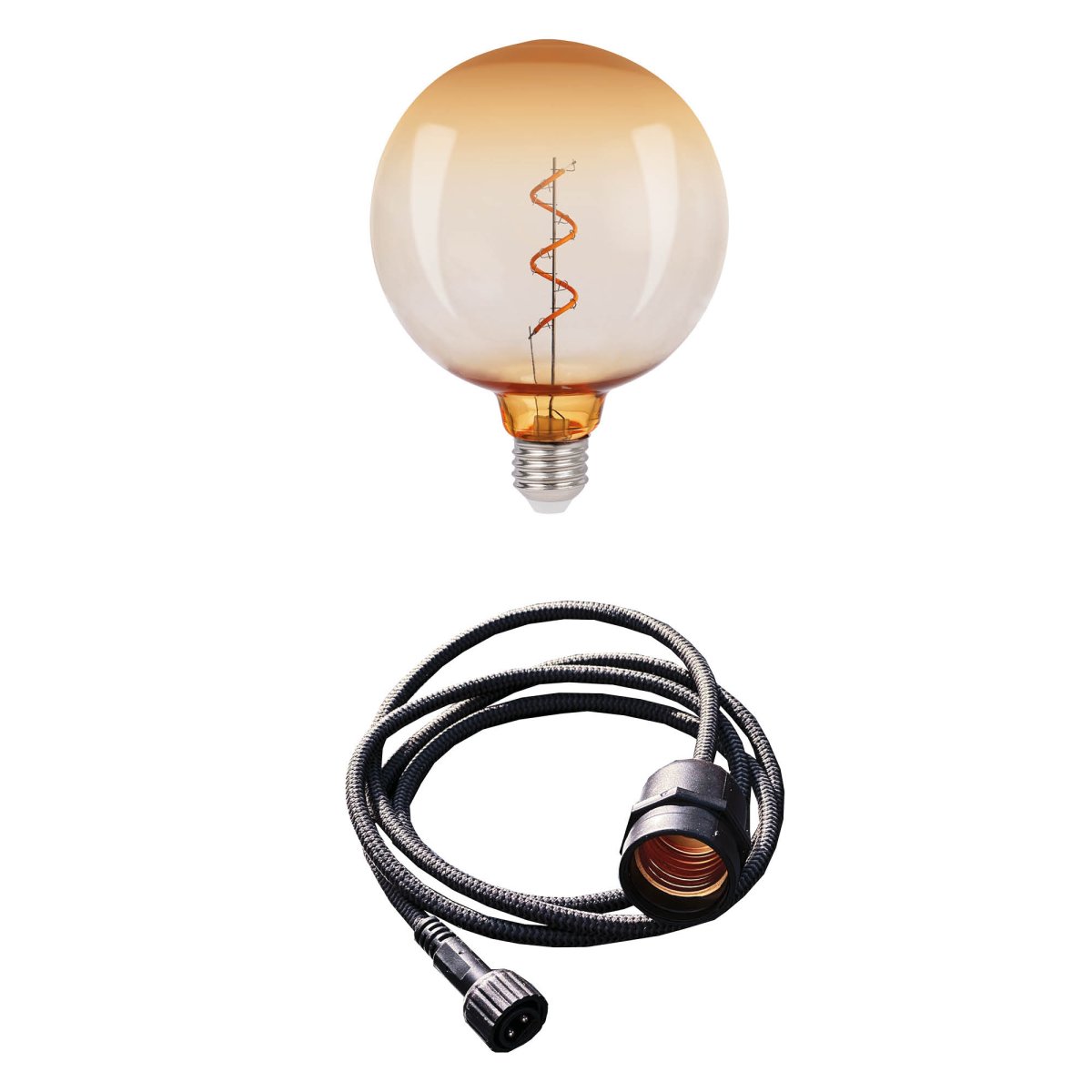 Penny (vintage) Ancien De Lightson - L'emballage comprend une source lumineuse d&eacute;corative en plastique de haute qualit&eacute; et un c&acirc;ble textile noir de 150 cm de long avec une douille E27 (12 V uniquement).