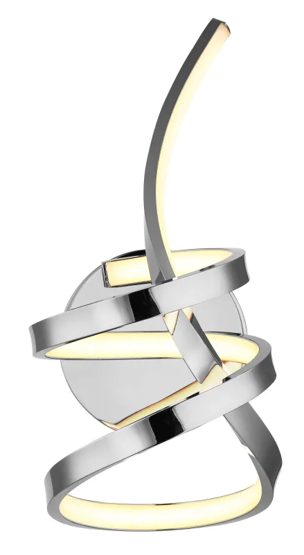 Iduna Ø35 Chrome applique murale De Globo Lighting - Iduna &auml;r en v&auml;gglampa som imponerar med sin unika design, d&auml;r den eleganta b&ouml;jda formen och den stilfulla knuten i mitten skapar en modern estetik.