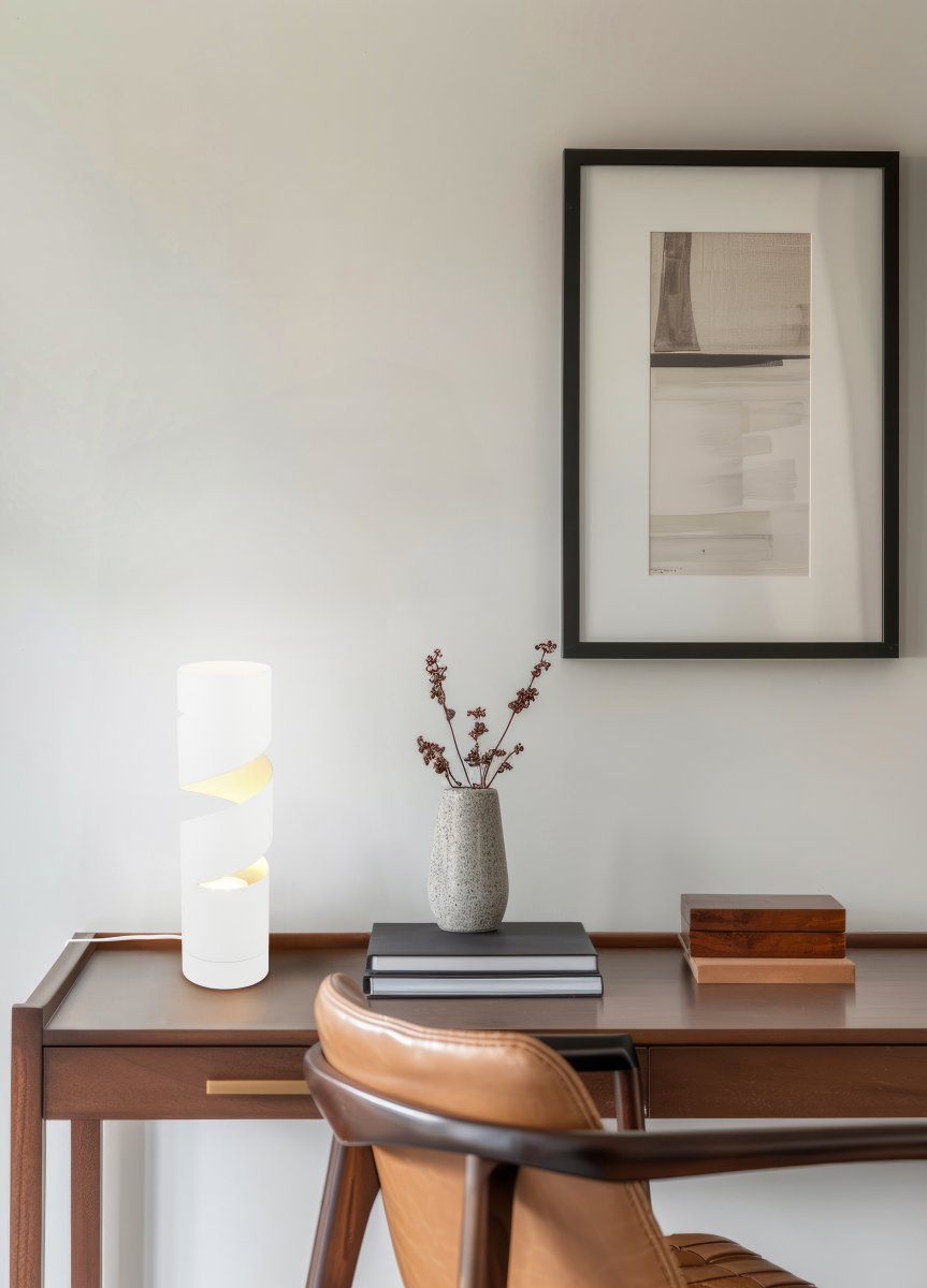 Stream 35cm Blanc lampe de table De Trio Lighting - 