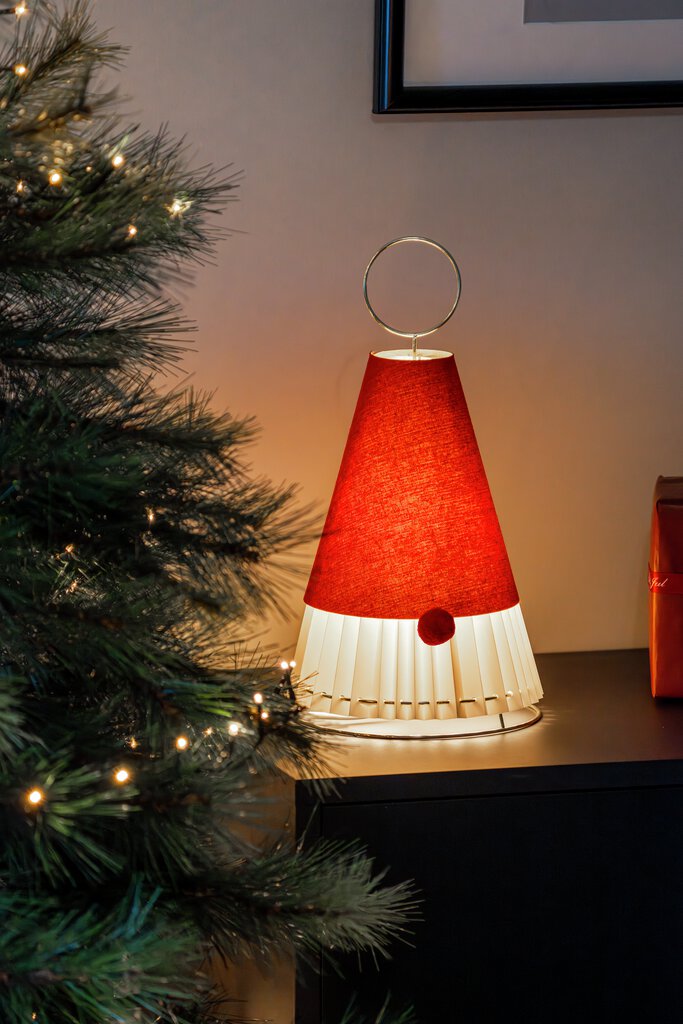 Père Noël en papier ROUGE De Konstsmide - D&eacute;coration enchanteresse en forme de gnome en papier &ndash; 36 cm de haut et pleine d&rsquo;esprit de No&euml;l !