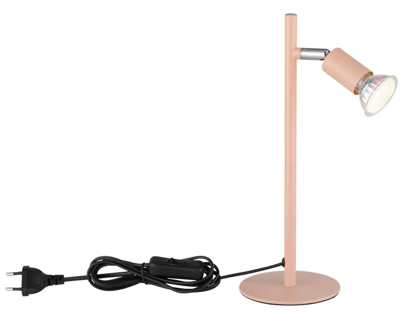 Matrix 30cm Orange lampe de bureau De Globo Lighting - Den runda basen och det raka metallr&ouml;ret i matt aprikos f&auml;rg ger ett modernt och elegant uttryck.