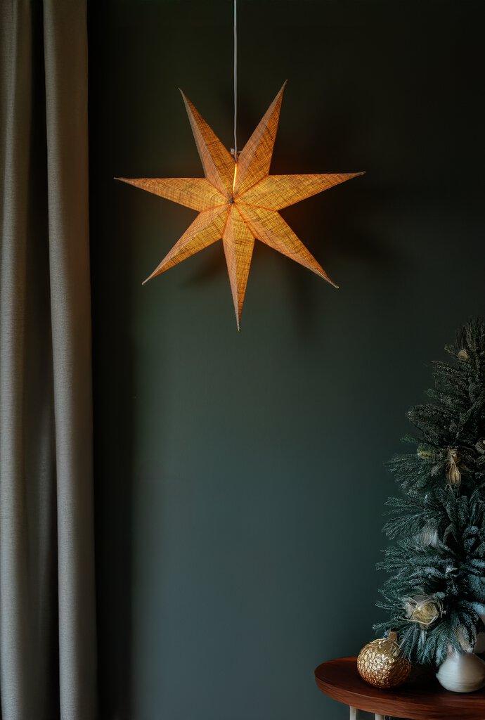 Étoile En Papier Ø60 Nature De Konstsmide - Belle &eacute;toile en papier de couleur naturelle, 60 cm de diam&egrave;tre - une d&eacute;coration de No&euml;l &eacute;l&eacute;gante avec une touche rustique.