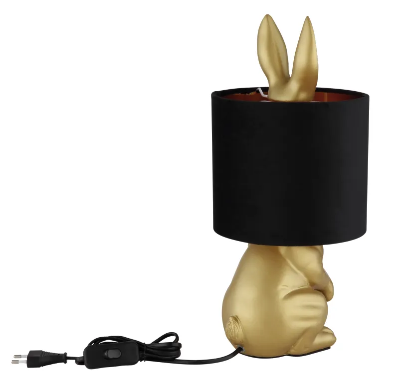 Rabbit 40cm Or lampe de table De Globo Lighting - Med en guldf&auml;rgad kaninfigur som bas och en elegant svart sammetsk&auml;rm kombinerar den lekfull design med sofistikerad stil.