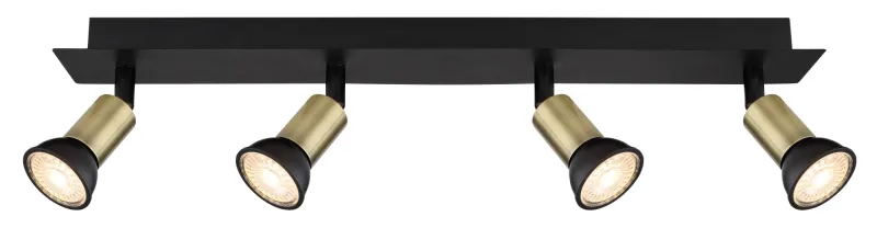 Drew 4 Or spot De Globo Lighting - Drew &auml;r en stilren takspotlight som imponerar med sin design i mattsvart och guld.