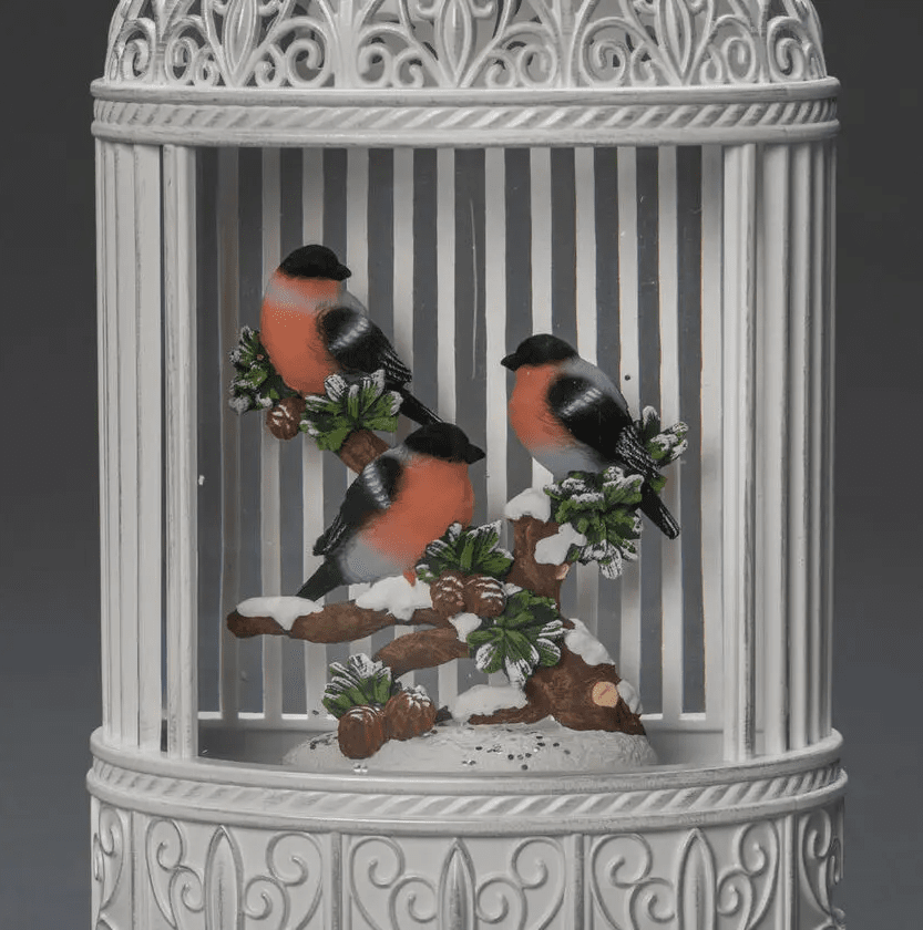 Lanterne Remplie D’eau Avec Des Oiseaux Blanc De Konstsmide - Equip&eacute; d'une fonction minuterie (5h) et d'une dur&eacute;e de combustion d'environ 80 heures de fonctionnement sur batterie.