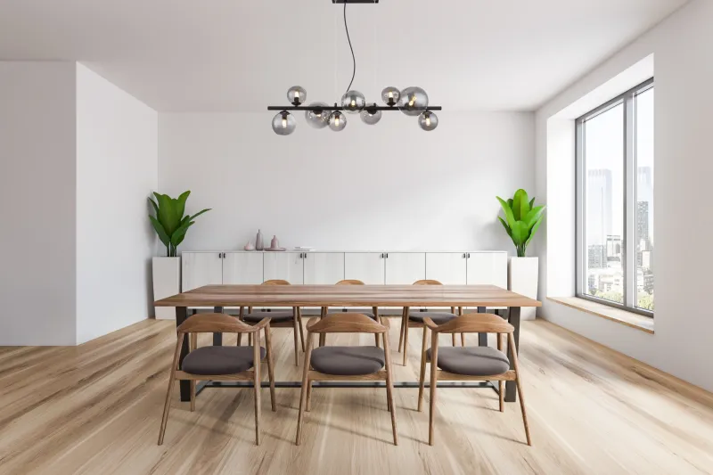 Riha 87cm Couleur fumée suspension De Globo Lighting - Lampan &auml;r av mattsvart metall och ger ditt hem en lyxig och inbjudande atmosf&auml;r.