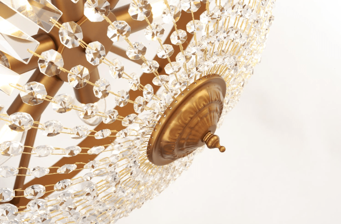 Rhea Ø50 Laiton brossé cristal De Norrsken Design - Le plafonnier Rhea en laiton brossé est une lumière enchanteresse avec des prismes en cristal K9 de classe 1 taillé à la main.