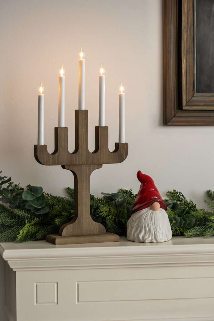 Candelabra 5 Lights Noyer De Konstsmide - Bougeoir en bois &eacute;l&eacute;gant&auml; avec une belle couleur noyer &ndash; Une d&eacute;coration classique et &eacute;l&eacute;gante pour les fen&ecirc;tres ou les tables.