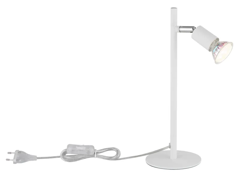 Matrix 30cm Blanc lampe de bureau De Globo Lighting - Den runda basen och det raka metallr&ouml;ret i mattvitt ger ett modernt och elegant uttryck.