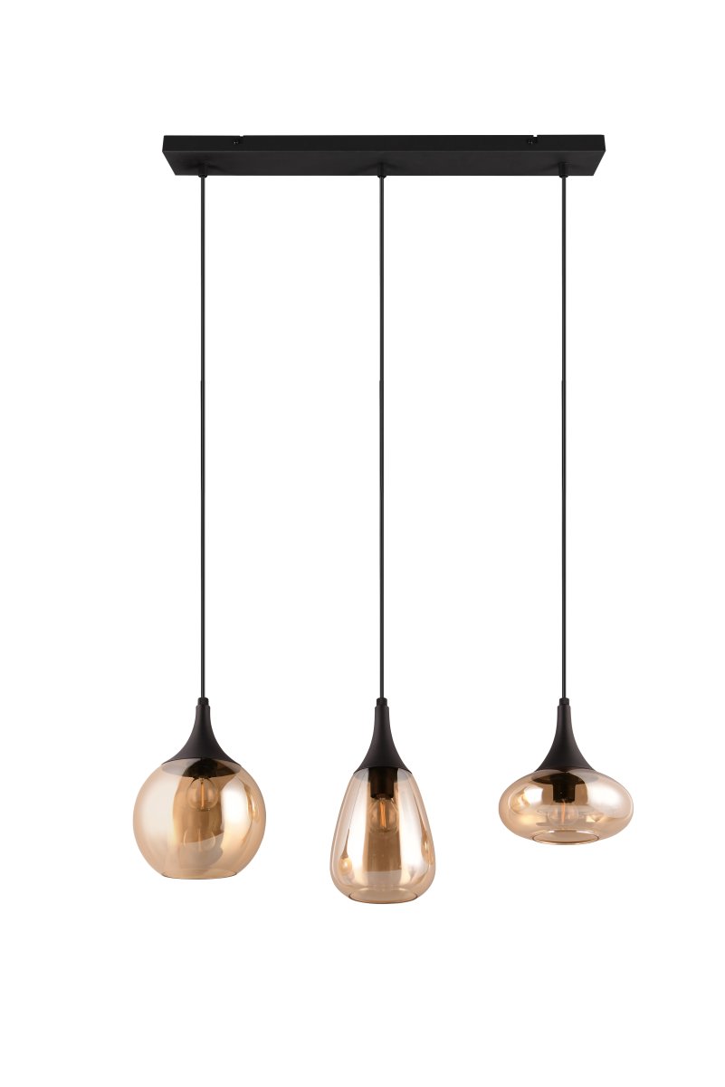 Lumina 68cm Ambre suspension De Trio Lighting - Grâce à sa finition noire mate, elle s'harmonise facilement avec divers styles et couleurs de décoration, apportant une touche de modernité et d'élégance à votre intérieur.