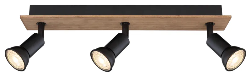 Drew 3 Nature spot De Globo Lighting - Drew &auml;r en stilren takspotlight som imponerar med sin design i svart metall och m&ouml;rkt tr&auml;.