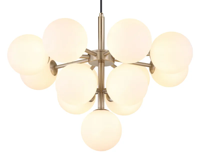 Grappy Ø56 Nickel suspension De Globo Lighting - Grappy taklampa blir en stilfull och lyxig detalj i varje rum med sin glamor&ouml;sa design och de 13st opalf&auml;rgade&nbsp;glaskulorna.