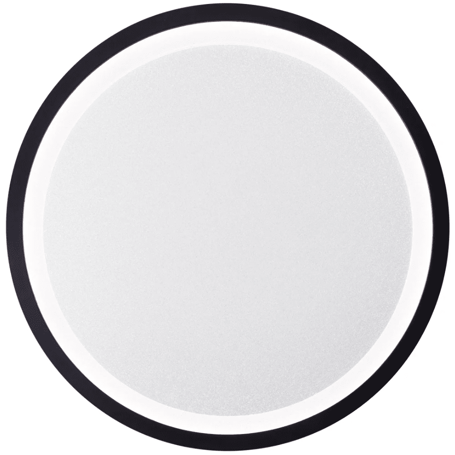 Mosako Ø50 Noir plafonnier De Brilliant - Id&eacute;al pour les pi&egrave;ces basses de plafond, il est dot&eacute; d'un cadre noir qui entoure le panneau LED, diffusant une lumi&egrave;re vive et tamisable gr&acirc;ce &agrave; la t&eacute;l&eacute;commande incluse.