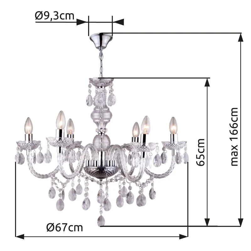 Cuimbra Ø65 Chrome cristal De Globo Lighting - Den krompl&auml;terade lampan &auml;r tillverkad i akryl och pryds av h&auml;ngande kristaller som ger ett lyxigt uttryck.