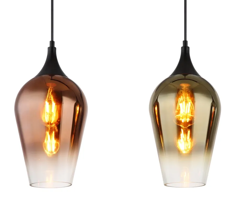 Lavus 83cm Noir suspension De Globo Lighting - Lavus &auml;r en elegant taklampa med tre dekorativa glaskupor i koppar-, guld- och kromfinish, vilket ger lampan en modern och stilfull karakt&auml;r.
