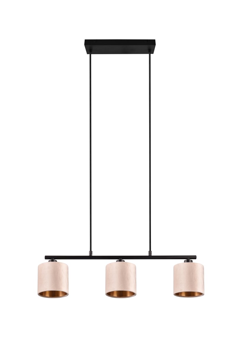 Julieta 66cm Beige suspension De Trio Lighting - Le mariage subtil des matériaux – métal noir mat et velours beige – s'harmonise avec différents styles de décoration intérieure et sublime votre salle à manger.