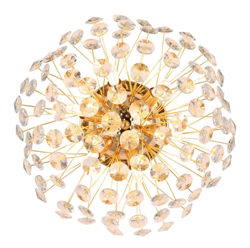 Katrina Ø40 Or applique murale De Globo Lighting - Den runda stommen i guldf&auml;rgad metall och den halvsf&auml;riska sk&auml;rmen i klara K9-kristaller skapar en lyxig och inbjudande atmosf&auml;r.