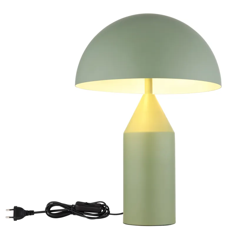 Atoma 40cm Vert lampe de table De Globo Lighting - Sk&auml;rmen i matt, d&aring;v gr&ouml;n f&auml;rg och vitt skapar en harmonisk kontrast och ger en behaglig ljusspridning.