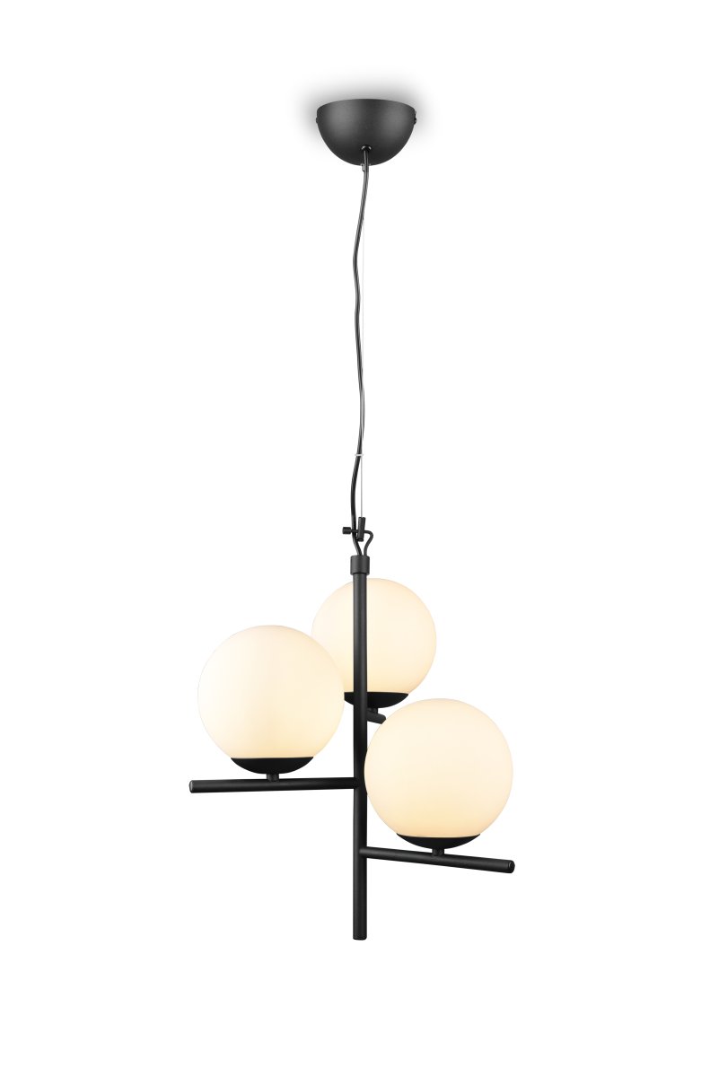 Pure Ø40 Noir suspension De Trio Lighting - La combinaison de couleurs intemporelle du verre noir mat et blanc s'adapte parfaitement à tous les styles de vie.