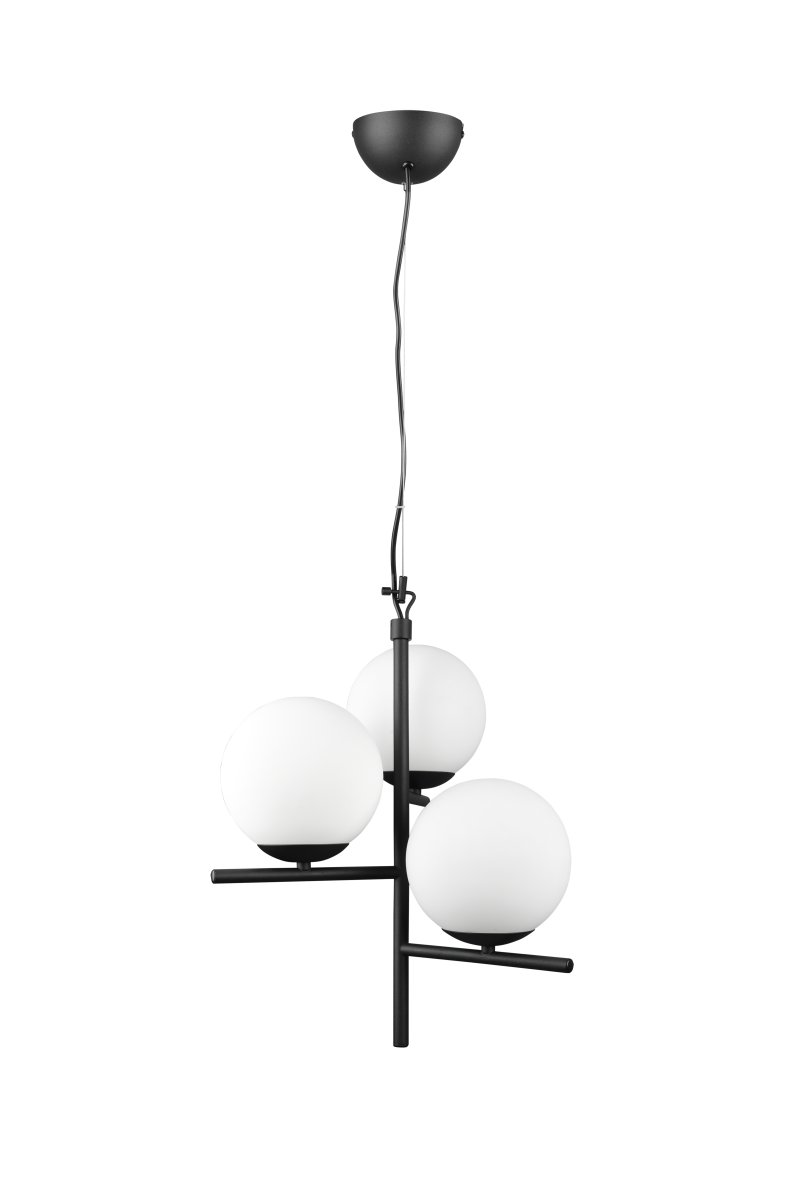 Pure Ø40 Noir suspension De Trio Lighting - La combinaison de couleurs intemporelle du verre noir mat et blanc s'adapte parfaitement à tous les styles de vie.