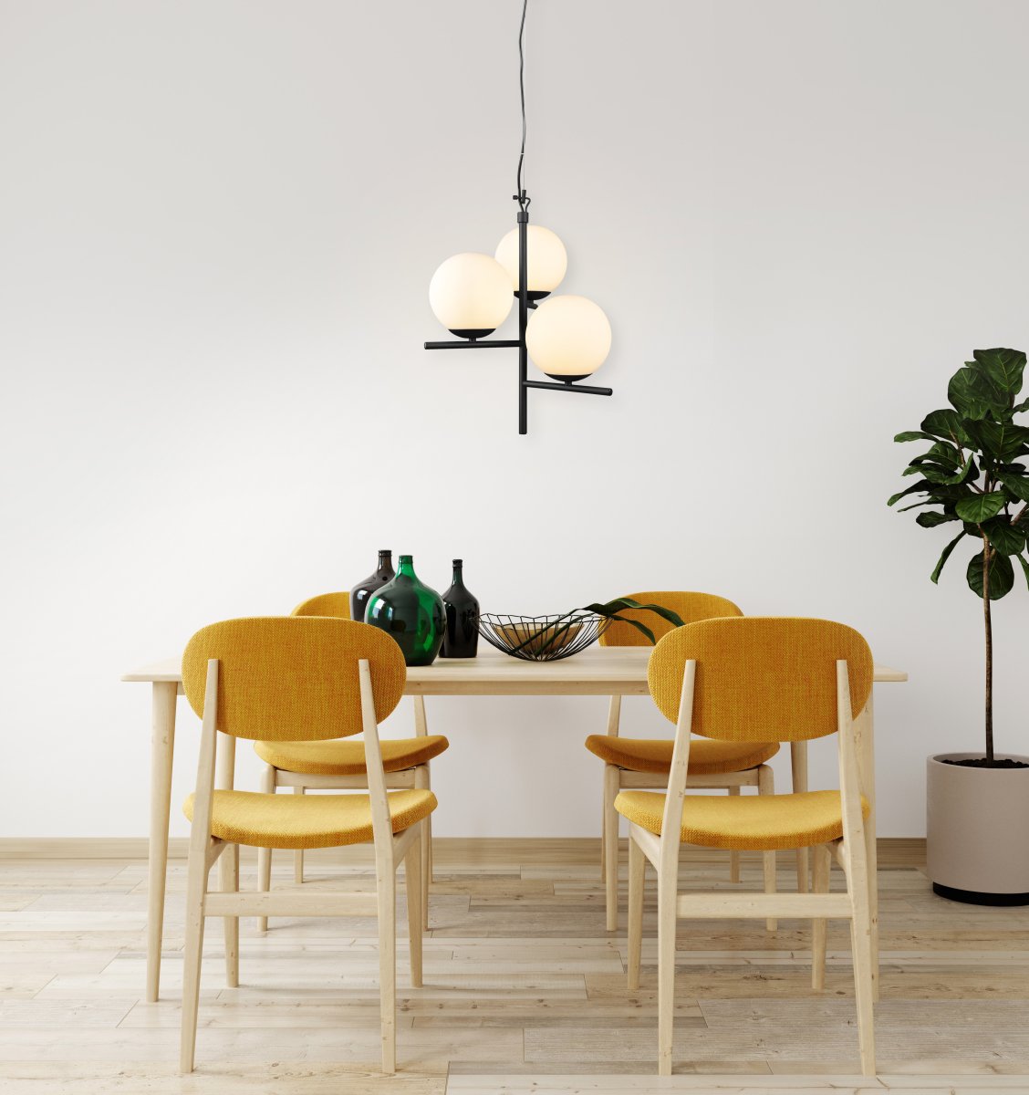 Pure Ø40 Noir suspension De Trio Lighting - La combinaison de couleurs intemporelle du verre noir mat et blanc s'adapte parfaitement à tous les styles de vie.