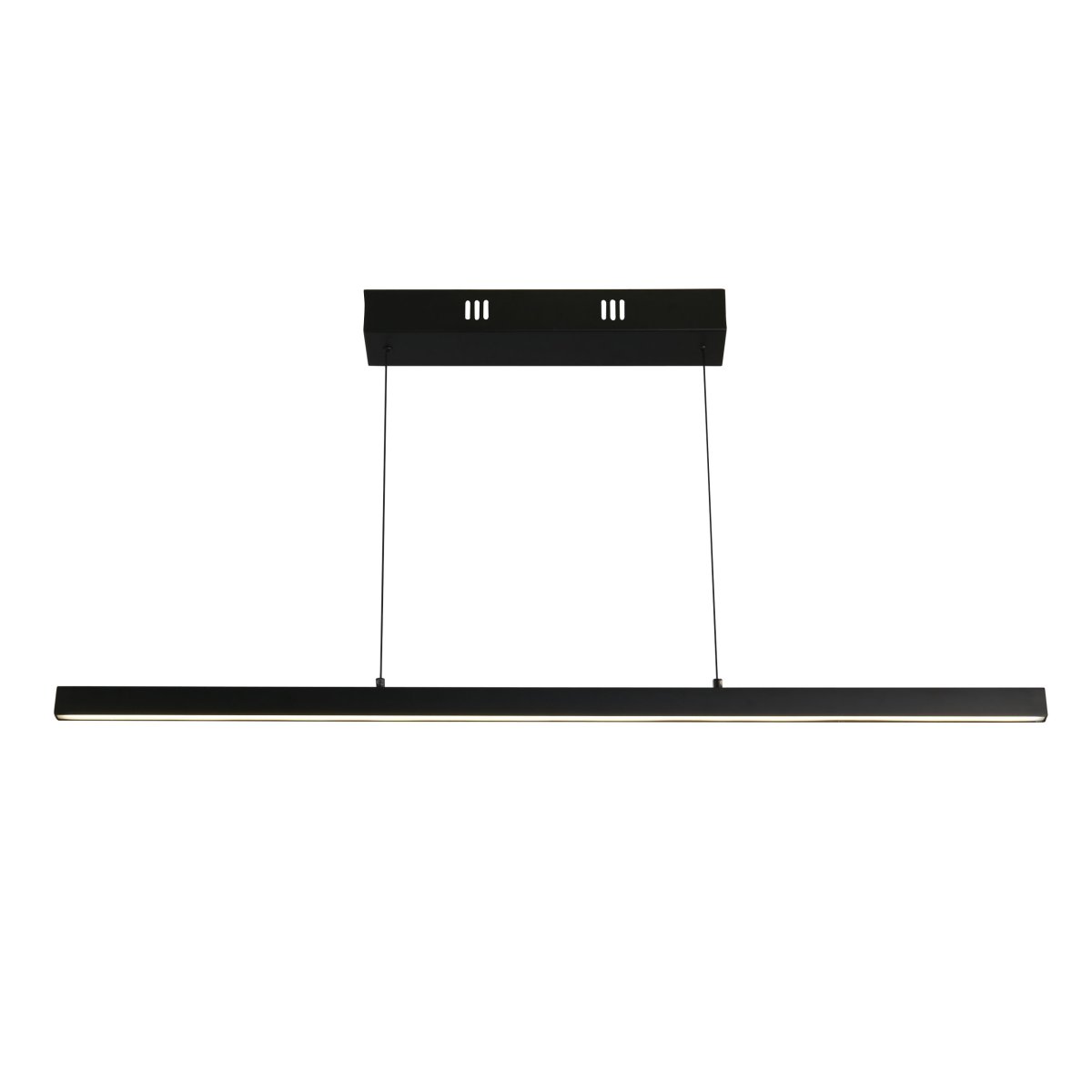 Layla 102cm Noir suspension De Searchlight - La lampe peut être levée et abaissée jusqu'à 1900 mm, avec une largeur étroite de 75 mm et une longueur de 1015 mm, ce qui la rend idéale pour une utilisation au-dessus d'une table à manger ou d'une table de cuisine.