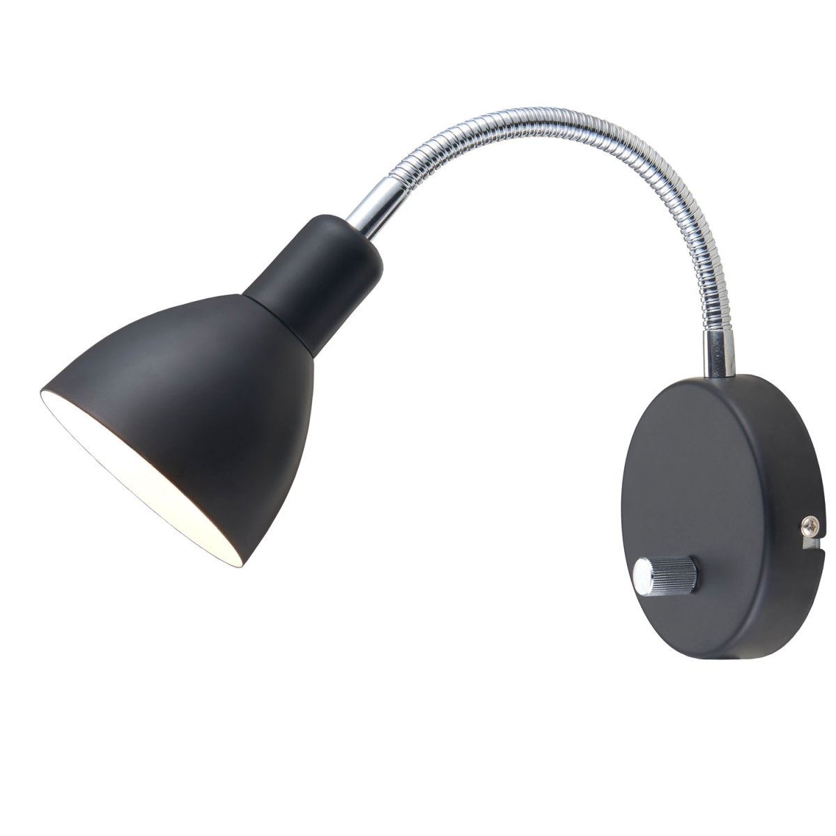 Denver Noir lampe de lecture De Halo Design - Le bras mobile vous donne la possibilité de diriger la lumière exactement là où vous le souhaitez et en combinaison avec l'abat-jour, qui est blanc à l'intérieur, vous obtenez une bonne répartition de la lumière.