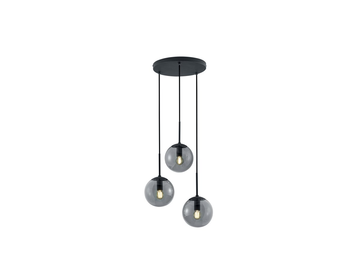 Balini Ø30 Anthracite suspension De Trio Lighting - Surtout en tant qu'&eacute;l&eacute;ment central dans le salon ou le couloir, la lumi&egrave;re douce et agr&eacute;able cr&eacute;e une atmosph&egrave;re chaleureuse et accueillante.