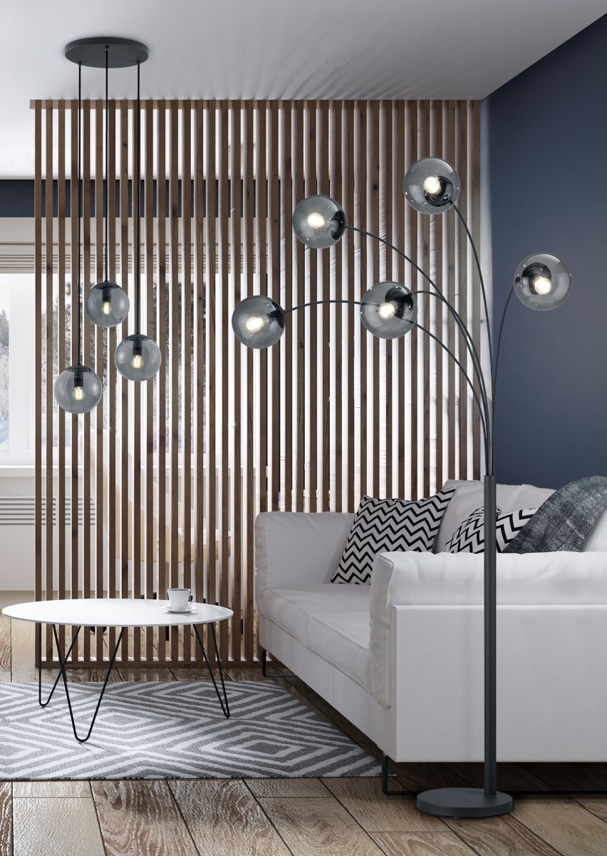 Balini Ø30 Anthracite suspension De Trio Lighting - Surtout en tant qu'&eacute;l&eacute;ment central dans le salon ou le couloir, la lumi&egrave;re douce et agr&eacute;able cr&eacute;e une atmosph&egrave;re chaleureuse et accueillante.