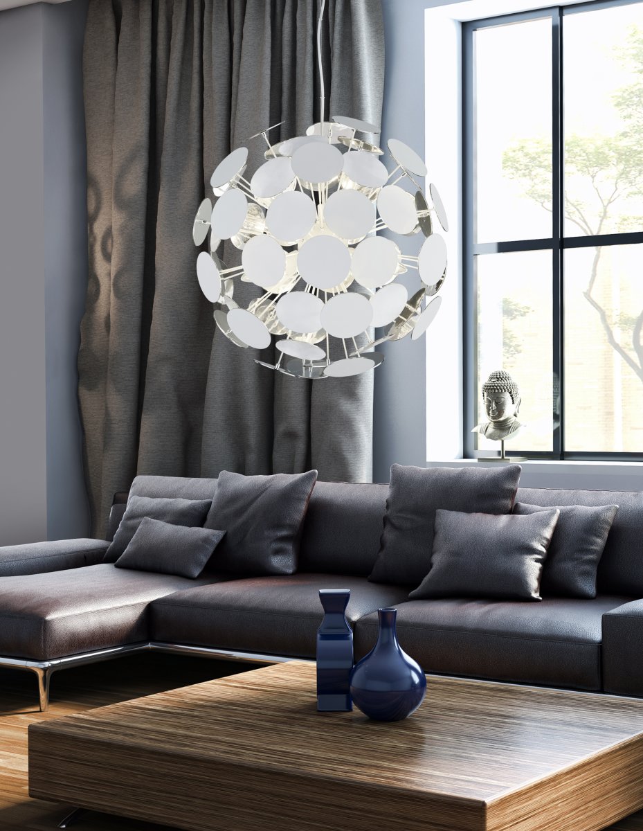 Discalgo Ø54 Blanc suspension De Trio Lighting - Avec un peu d'imagination, la lampe peut ressembler à un pissenlit et s'intégrer ainsi parfaitement dans un style de décoration intérieure créatif.