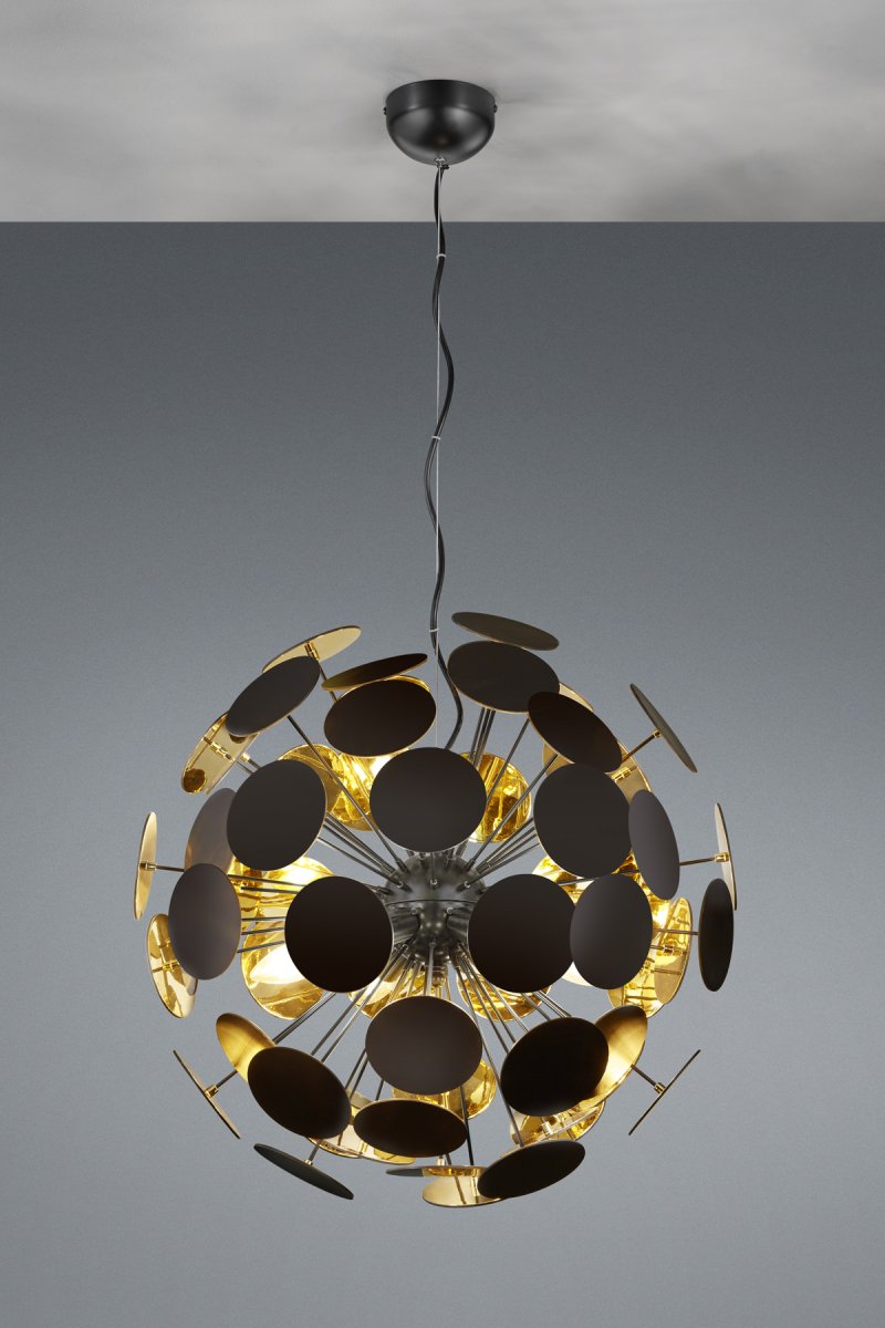 Discalgo Ø54 Noir suspension De Trio Lighting - Avec un peu d'imagination, la lampe peut ressembler à un pissenlit et s'intégrer ainsi parfaitement dans un style de décoration intérieure créatif.