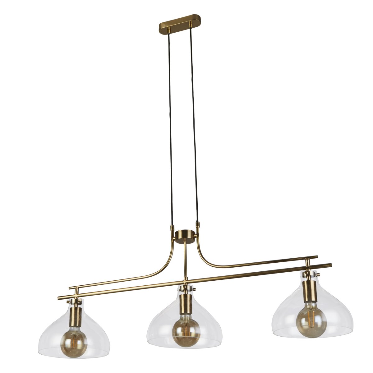 Margarita 110cm Laiton suspension De Searchlight - La lampe est fabriquée en acier robuste avec une finition en laiton chaud qui crée une sensation de luxe et devient un point focal naturel dans n'importe quelle pièce - que ce soit au-dessus de la cuisine, de la table à manger ou du salon.