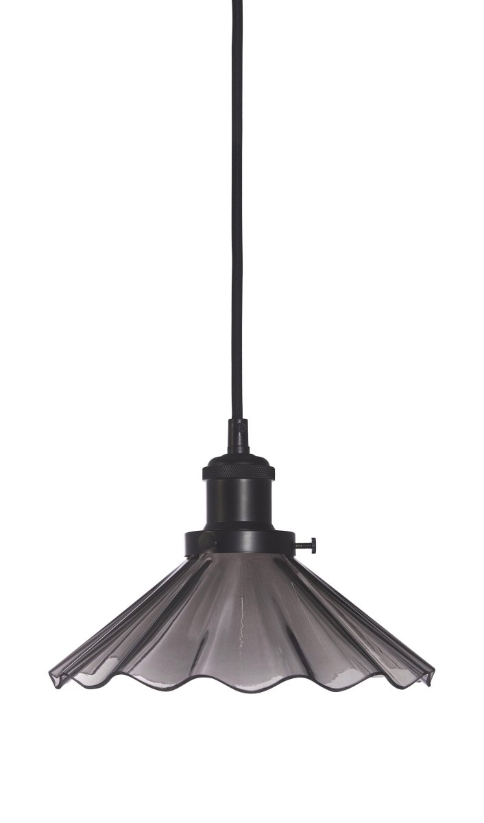 August Ø25 Noir lampe de fenêtre De PR Home - La lampe est livr&eacute;e avec un c&acirc;ble textile noir de 3 m&egrave;tres de long et dispose d'une prise murale et d'un interrupteur d'alimentation.