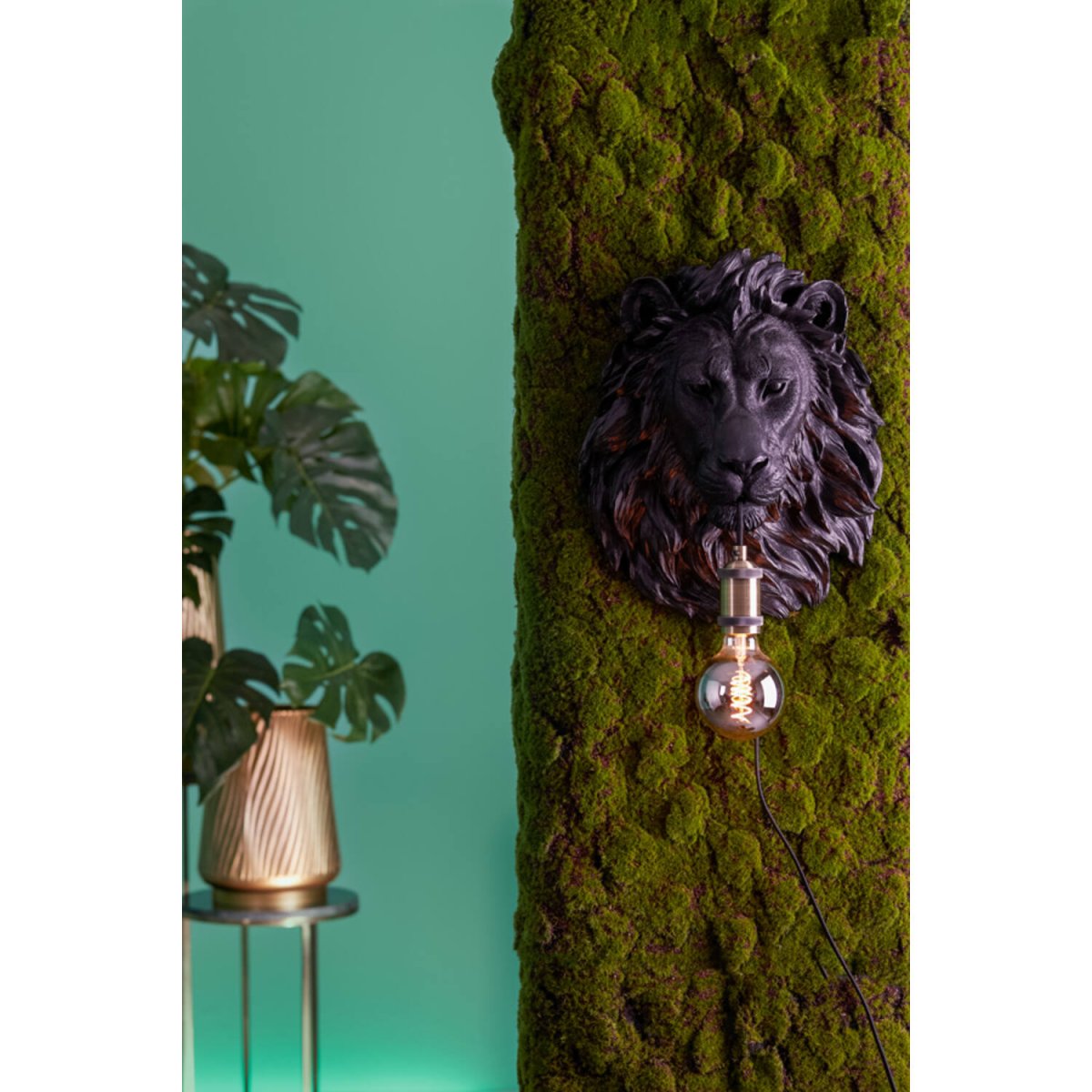 Lion 40cm Noir applique murale De Light & Living - 