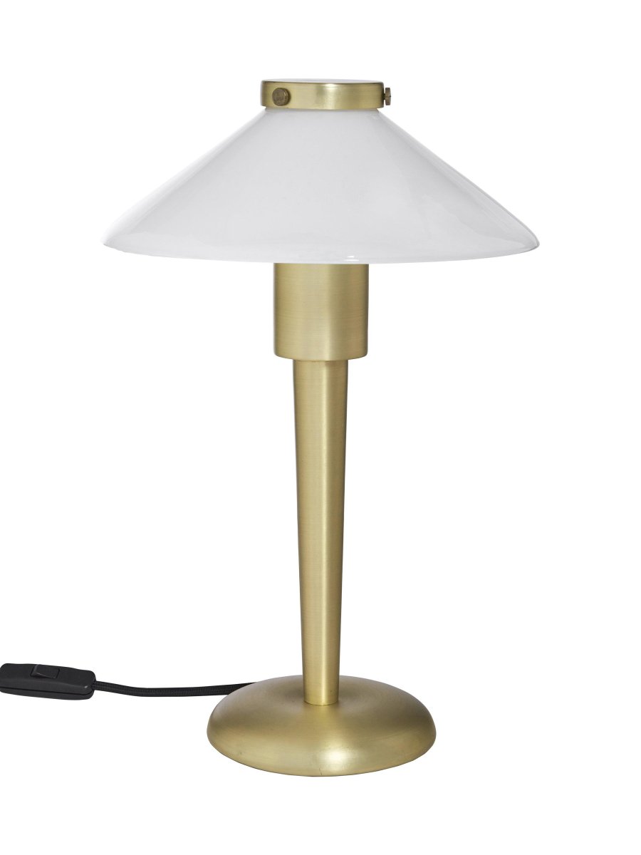 August 34cm Laiton lampe de table De PR Home - La source lumineuse est enfermée dans un tube de verre qui diffuse une belle lumière à l'intérieur de l'abat-jour.