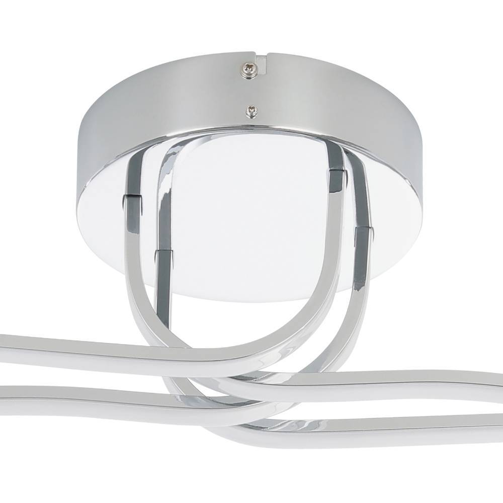 Roncade 108cm Chrome plafonnier De Eglo - La forme minimaliste et fluide donne &agrave; la lampe une expression &eacute;l&eacute;gante et sophistiqu&eacute;e, ajoutant une touche d'art moderne &agrave; votre maison.