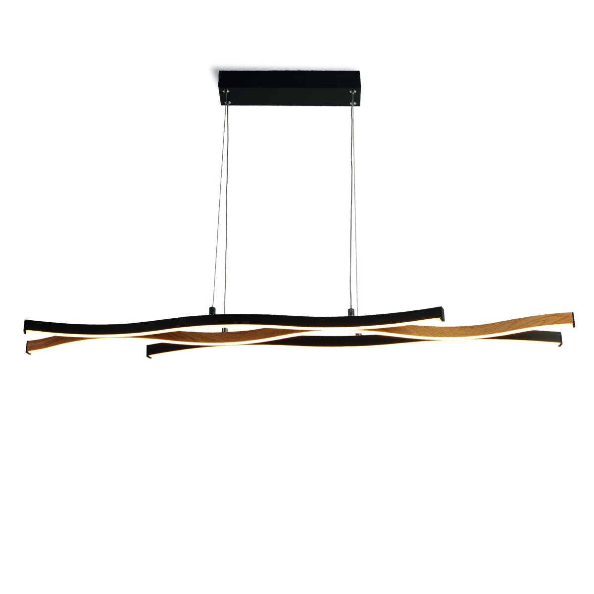 Bloom 108cm Noir suspension De Searchlight - La suspension Bloom en métal noir et aspect bois est un détail intérieur impressionnant qui allie style et fonctionnalité et met en valeur votre salon ou votre salle à manger.