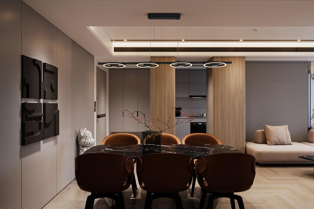 Space 120cm Noir suspension De Searchlight - Space est une suspension moderne et &eacute;l&eacute;gante dot&eacute;e de quatre anneaux LED en m&eacute;tal noir, cr&eacute;ant un effet saisissant.