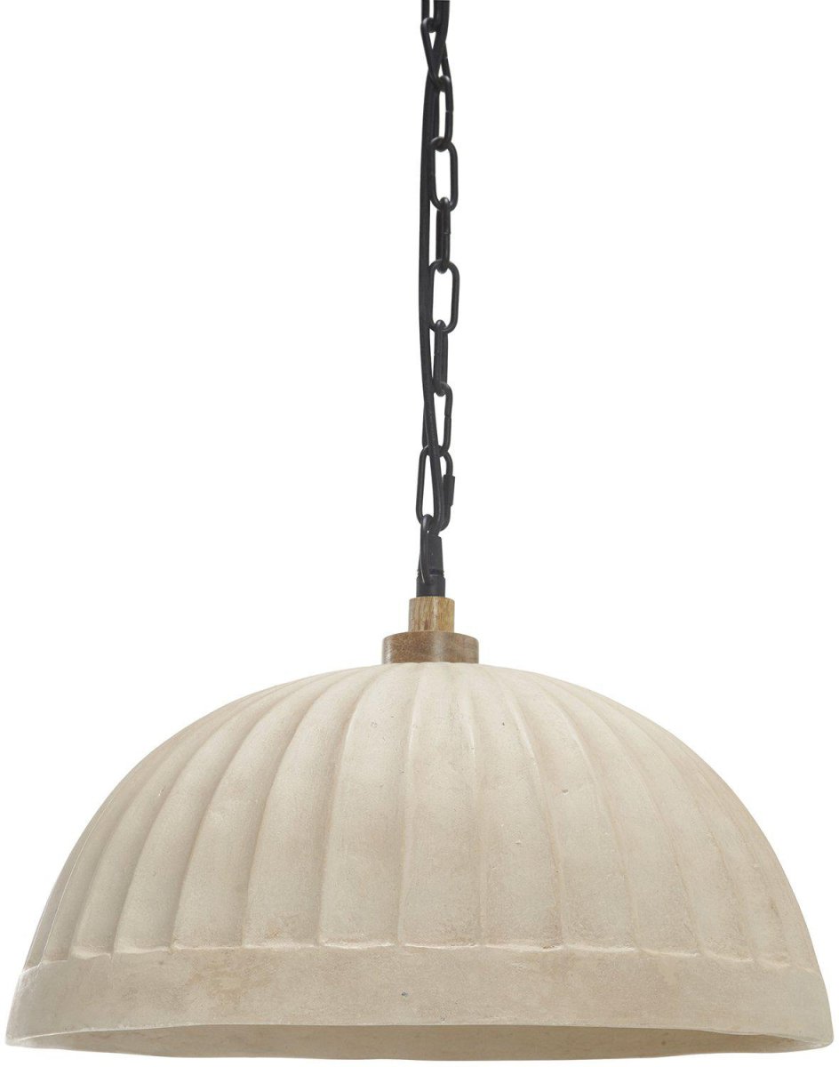 Haley Ø43 Beige suspension De PR Home - Cha&icirc;ne en m&eacute;tal noir de 1,3 m de long et c&acirc;ble en plastique noir de 1,5 m de long et bol de plafond en m&eacute;tal noir pour suspension par crochet.