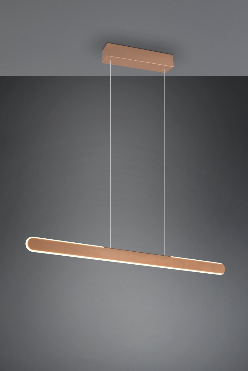 Helios 100cm Brun suspension De Trio Lighting - Le réglage pratique de la hauteur est particulièrement remarquable et la fonction tactile intégrée à 4 voies vous permet de régler facilement la luminosité et la température de couleur d'un simple toucher.