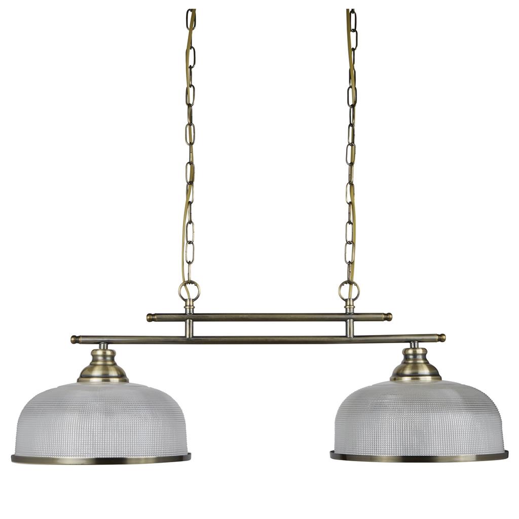 Bistro 75cm Laiton antique suspension De Searchlight - Elle peut être montée et abaissée, ce qui la rend idéale pour être suspendue au-dessus d'une table de cuisine ou de salle à manger et créer une lumière chaleureuse et accueillante.