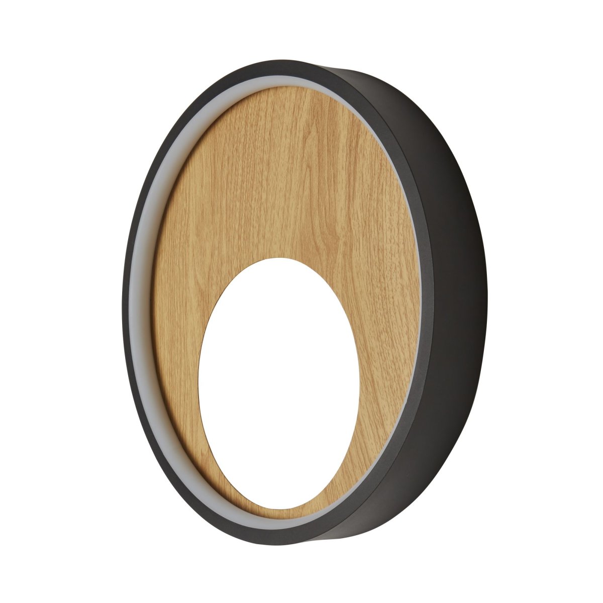 Curio Ø30 Noir/bois applique murale De Searchlight - Le cadre mat en forme d'anneau confère à l'applique une touche d'élégance qui s'harmonise avec de nombreux styles de décoration.