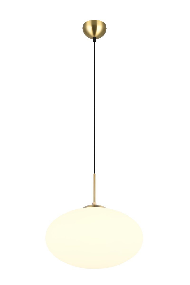 Fomento Ø40 Laiton mat suspension De Trio Lighting - La combinaison du laiton mat et du verre blanc crée une sensation de luxe et d'élégance.