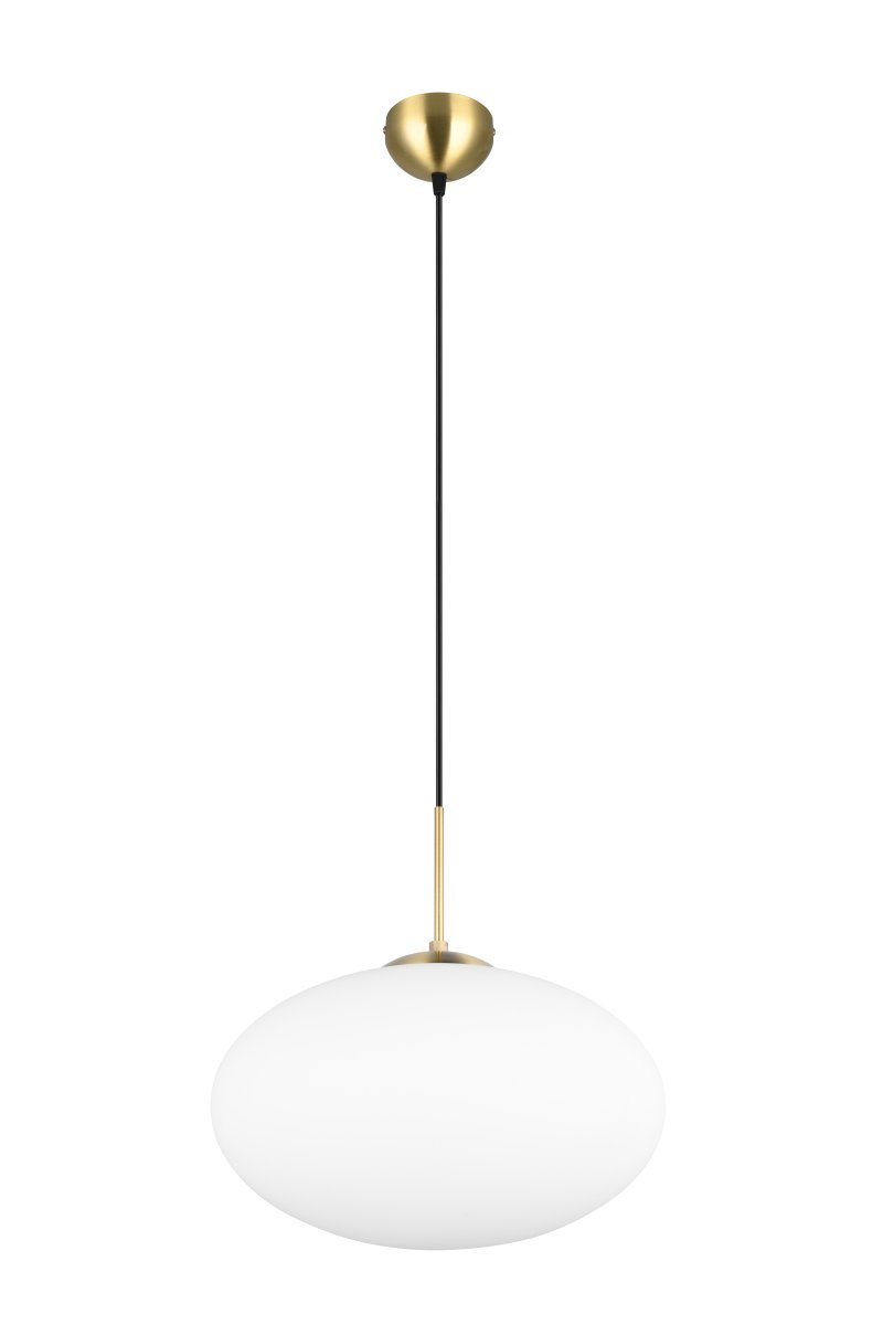 Fomento Ø40 Laiton mat suspension De Trio Lighting - La combinaison du laiton mat et du verre blanc crée une sensation de luxe et d'élégance.