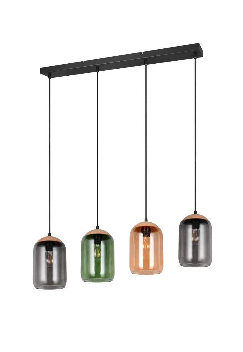 Cork 90cm Multicolore suspension De Trio Lighting - Le mélange de matériaux composé de liège, de verre et de métal assure un équilibre parfait entre le design moderne et la beauté de la nature, créant un environnement calme et harmonieux.