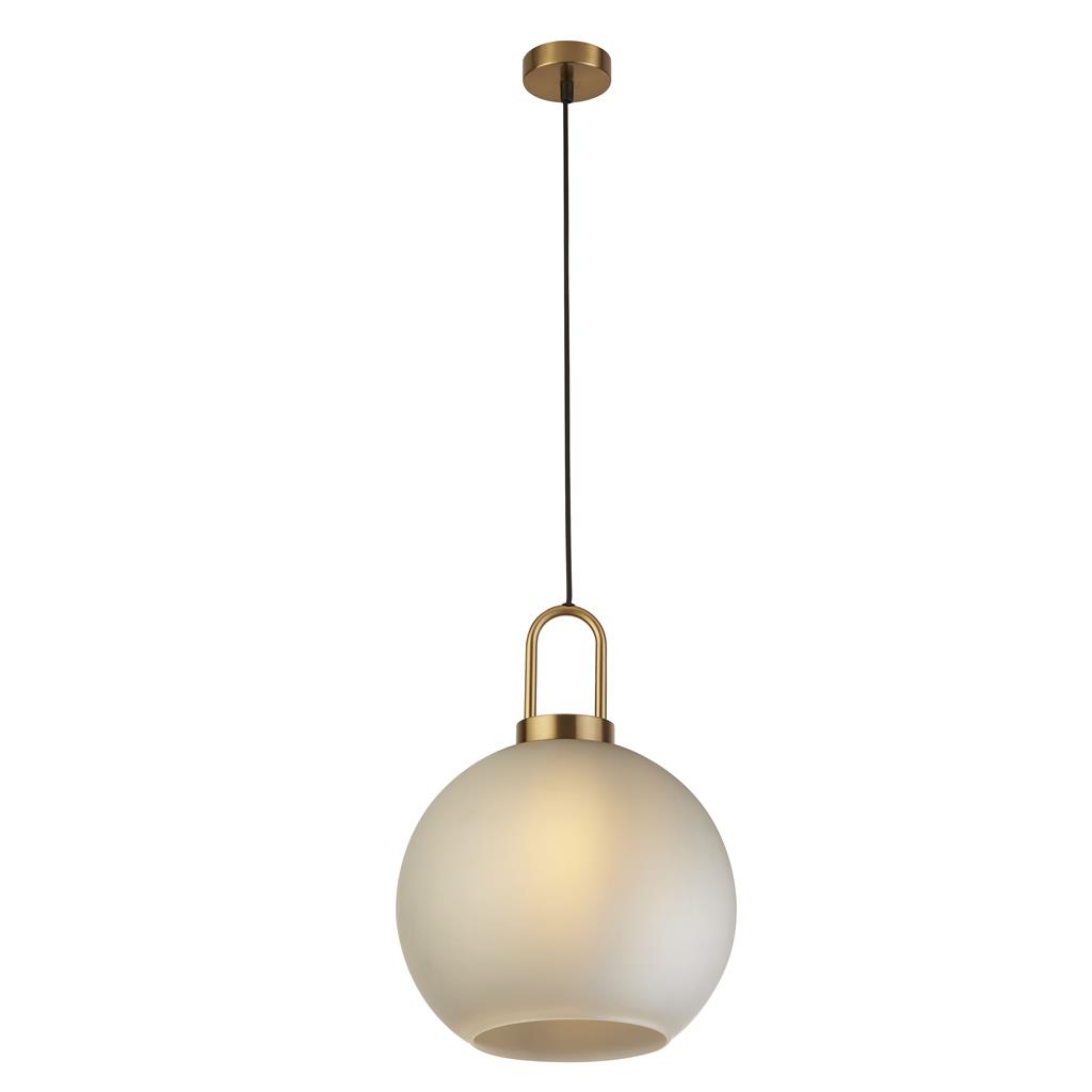 Snowdrop Ø30 Laiton suspension De Searchlight - Snowdrop est un magnifique plafonnier avec un dôme rond en verre gravé à l'acide, qui émet une lumière douce et agréable.